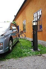 Charging the electric car Charging the electric car