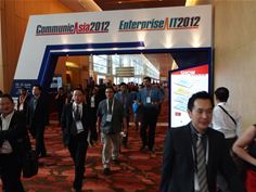 Visitors heading to the exhibition halls at Marina Bay Sands Visitors heading to the exhibition halls at Marina Bay Sands