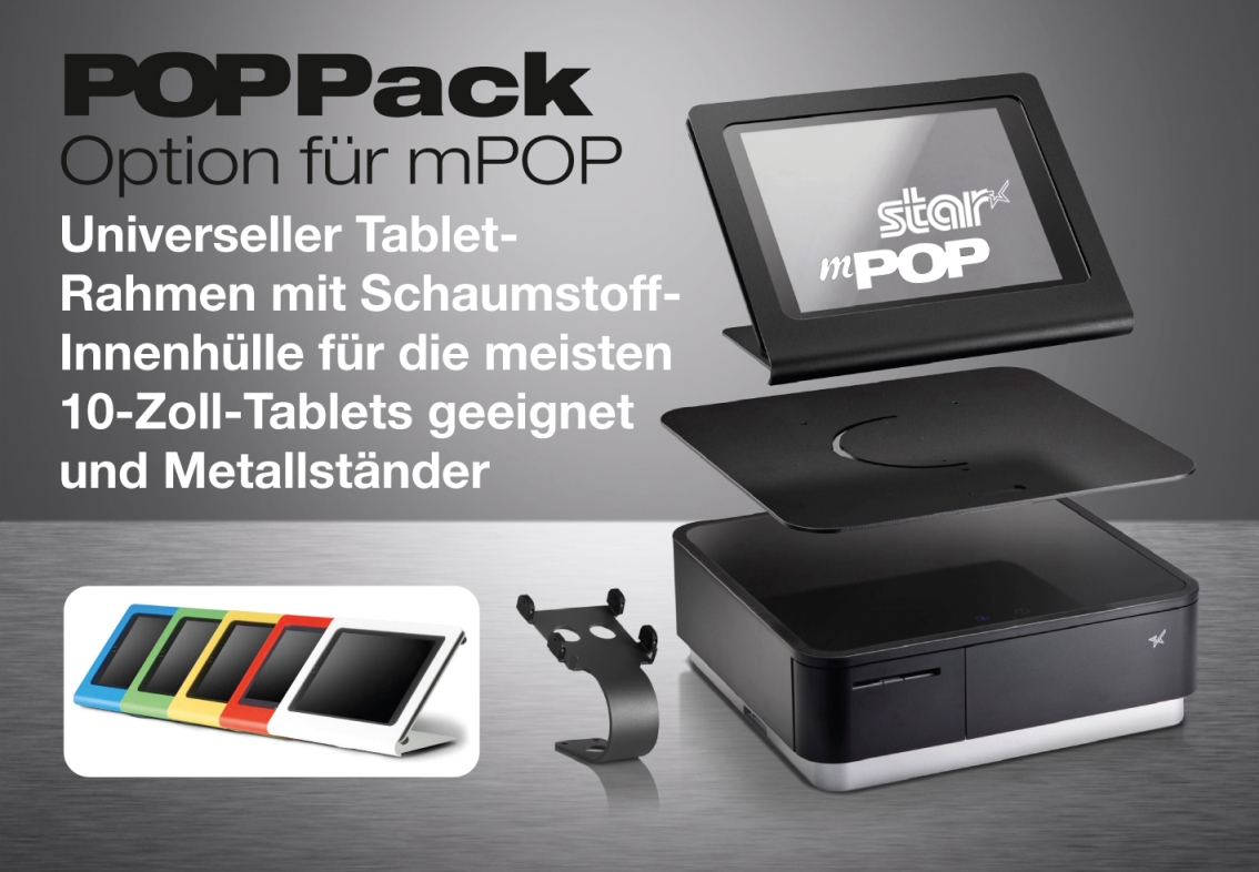 POPPack_German Star Micronics erweitert einzigartige Bluetooth-Drucker-/Kassenschubladen-Kombination durch POPPack-Option, um flexible, optisch ansprechende mPOS-Station zu schaffen